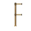 Montour Line Stanchion Dual Belt Barrier Fixed Base Sat.Brass Post 11ft.Lt BrwnBelt MX630DF-SB-LBN-110